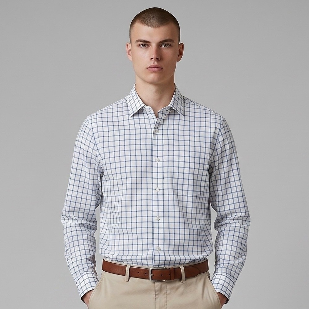 J.Crew Ludlow Dress Shirt Mens 15-33 Blue White Check Classic Fit Cotton